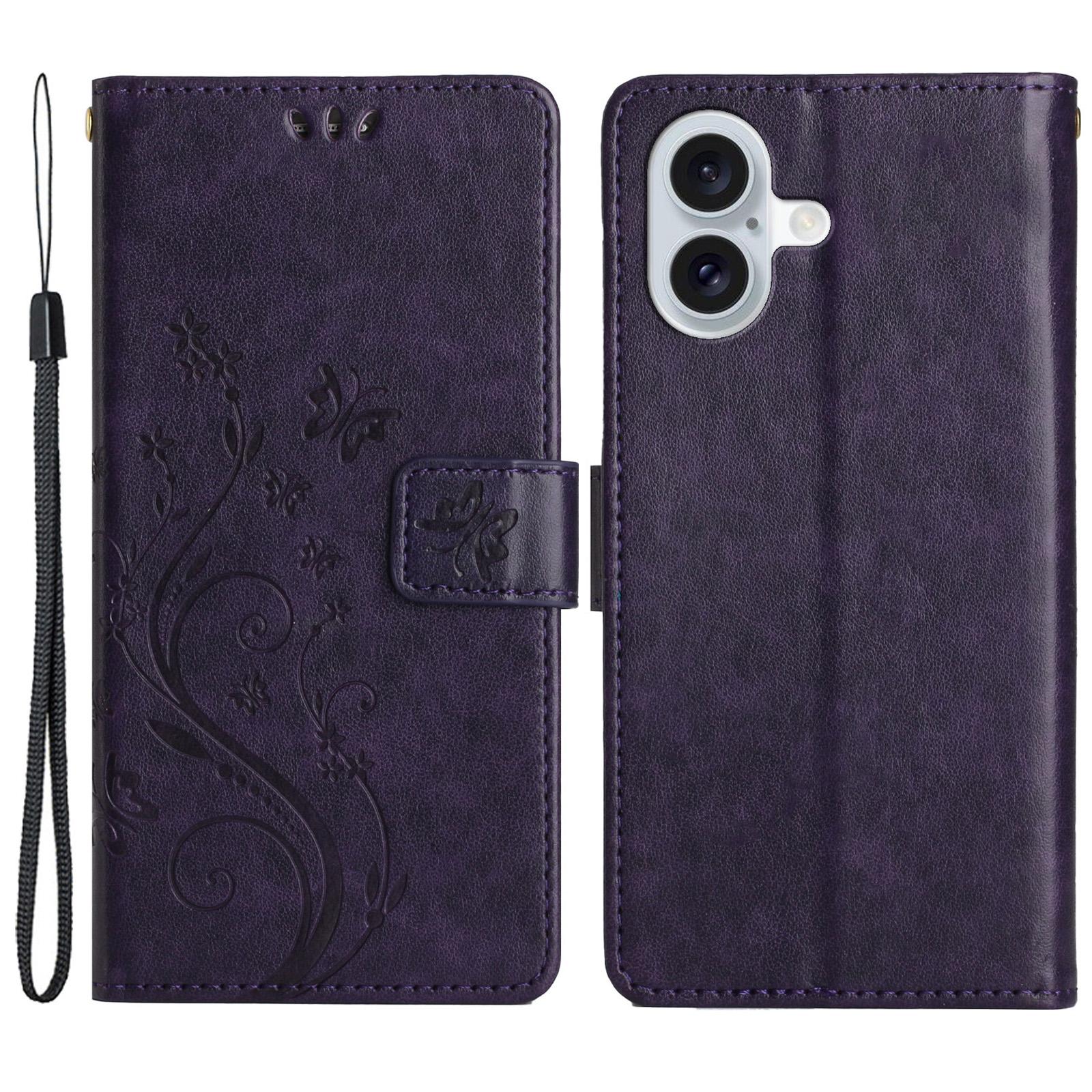 For iPhone 16 Plus Case Wallet PU Leather Butterfly Floral Phone Cover with Strap Dark Purple
For iPhone 16 Plus Case Wallet PU Leather Butterfly Floral Phone Cover with Strap Dark Purple