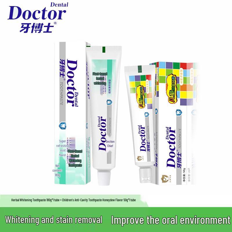 Dr. Tooth Family Toothpaste Set: Herbal Whitening & Kids Anti-Cavity
Dr. Tooth Family Toothpaste Set: Herbal Whitening & Kids Anti-Cavity