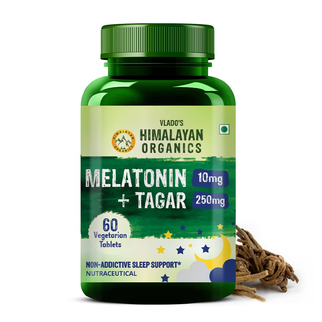 Vlado’s Himalayan Organics Melatonin 10Mg + Tagar 250Mg Supplement With Vitamin B6 & Calcium 60 Tablets Restful Sleep
Vlado’s Himalayan Organics Melatonin 10Mg + Tagar 250Mg Supplement With Vitamin B6 & Calcium 60 Tablets Restful Sleep