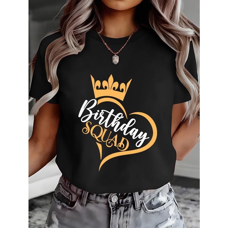 Women s Birthday Party Squad Crown & Slogan T-Shirt - Birthday Outfit with Birthday Squad Print, Casual Short Sleeve Blouse for Parties, 4XL чорний
Women s Birthday Party Squad Crown & Slogan T-Shirt - Birthday Outfit with Birthday Squad Print, Casual Short Sleeve Blouse for Parties, 4XL чорний