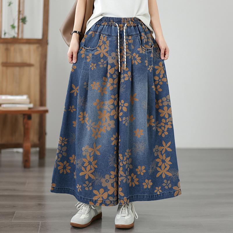 Plus Size Elastic Waist Denim Wide Leg Pants - Casual, Slimming, Versatile with New Print Large
Plus Size Elastic Waist Denim Wide Leg Pants - Casual, Slimming, Versatile with New Print Large