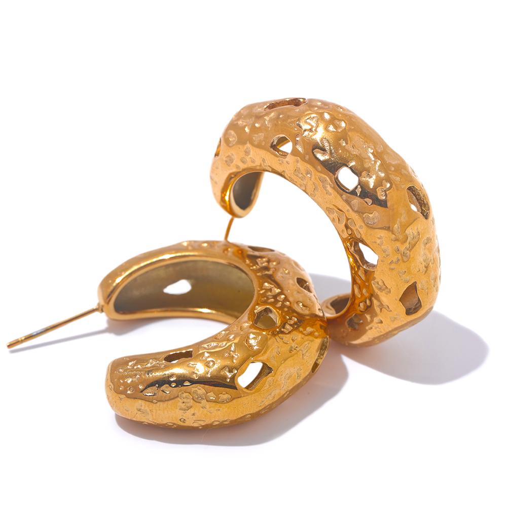 Yhpup 316L Hammer Stainless Steel Metal C-Shape Vintage Earrings Waterproof Women 18K Gold Plated Attractive Statement Jewelry
Yhpup 316L Hammer Stainless Steel Metal C-Shape Vintage Earrings Waterproof Women 18K Gold Plated Attractive Statement Jewelry