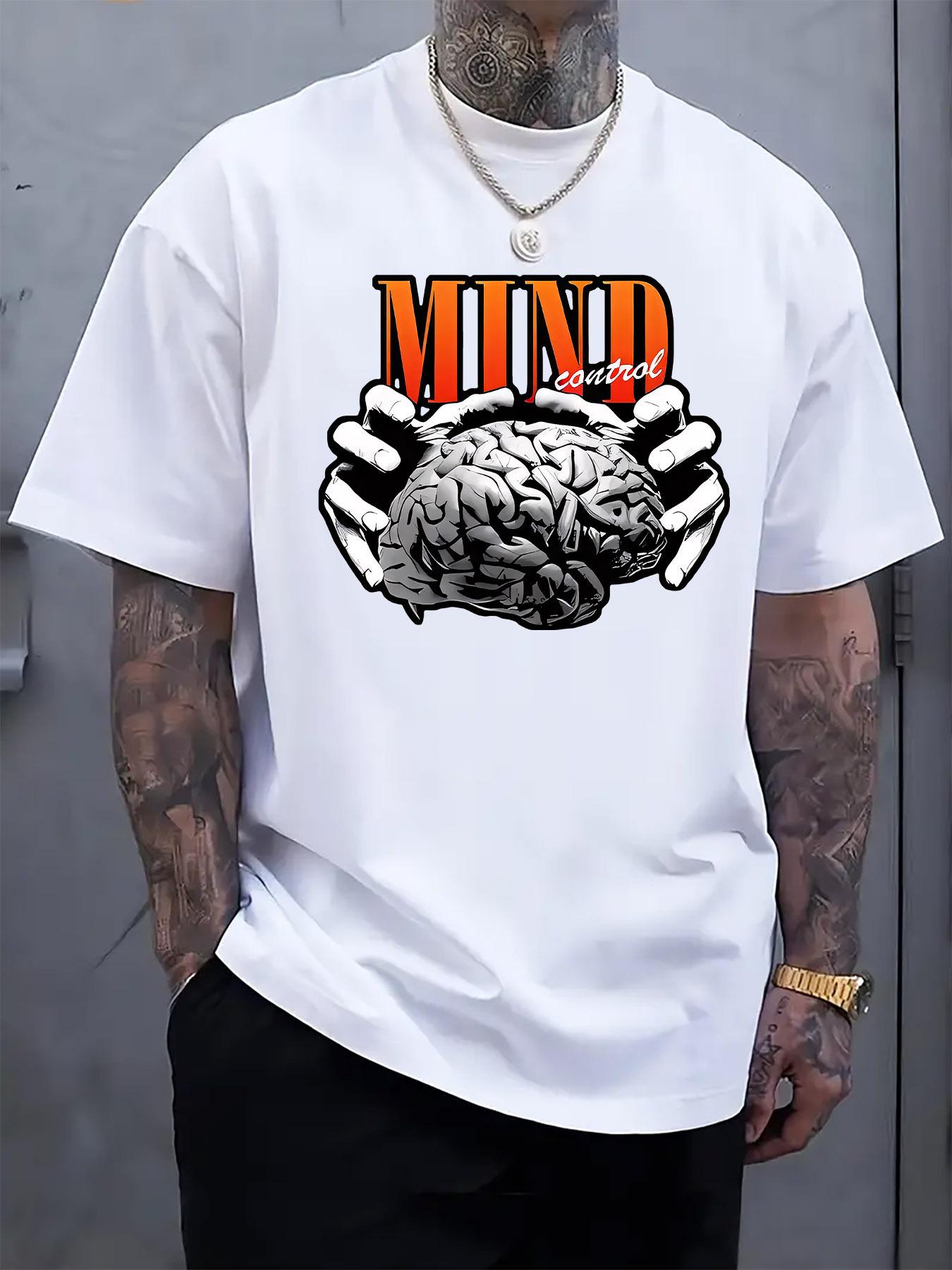 Mind Control Graphic Print Short Sleeve T-shirt - Light Grey Casual Summer Tee with Brain & Hand Design XXXL
Mind Control Graphic Print Short Sleeve T-shirt - Light Grey Casual Summer Tee with Brain & Hand Design XXXL