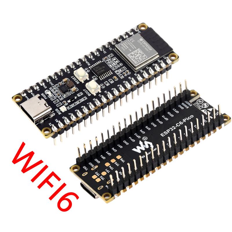 ESP32-C6-MINI-1 WiFi 6 Pico Development Board with WiFi 6, Bluetooth 5, Zigbee, and Thread Support
ESP32-C6-MINI-1 WiFi 6 Pico Development Board with WiFi 6, Bluetooth 5, Zigbee, and Thread Support