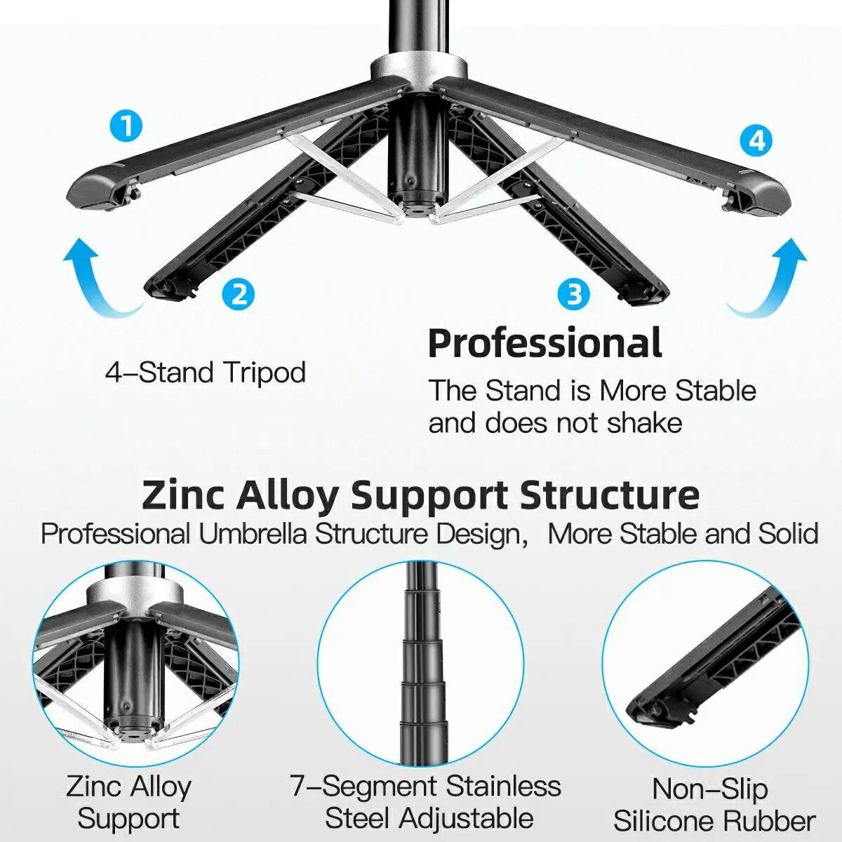 P06 2nd Gen V1 Phone Live Streaming Extendable Four-Leg Floor Stand Bluetooth-compatible Selfie Stick with 1 Fill Light Black
P06 2nd Gen V1 Phone Live Streaming Extendable Four-Leg Floor Stand Bluetooth-compatible Selfie Stick with 1 Fill Light Black