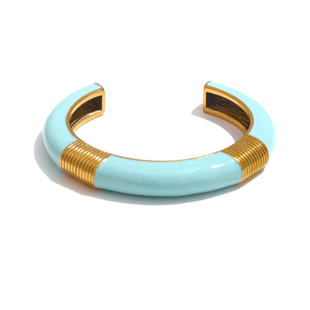 Yhpup Blue Pink Enamel High Quality Cuff Open Bracelet Bangle for Women 18K Gold PVD Plated Fashion Statement Wrist Jewelry Gift
Yhpup Blue Pink Enamel High Quality Cuff Open Bracelet Bangle for Women 18K Gold PVD Plated Fashion Statement Wrist Jewelry Gift