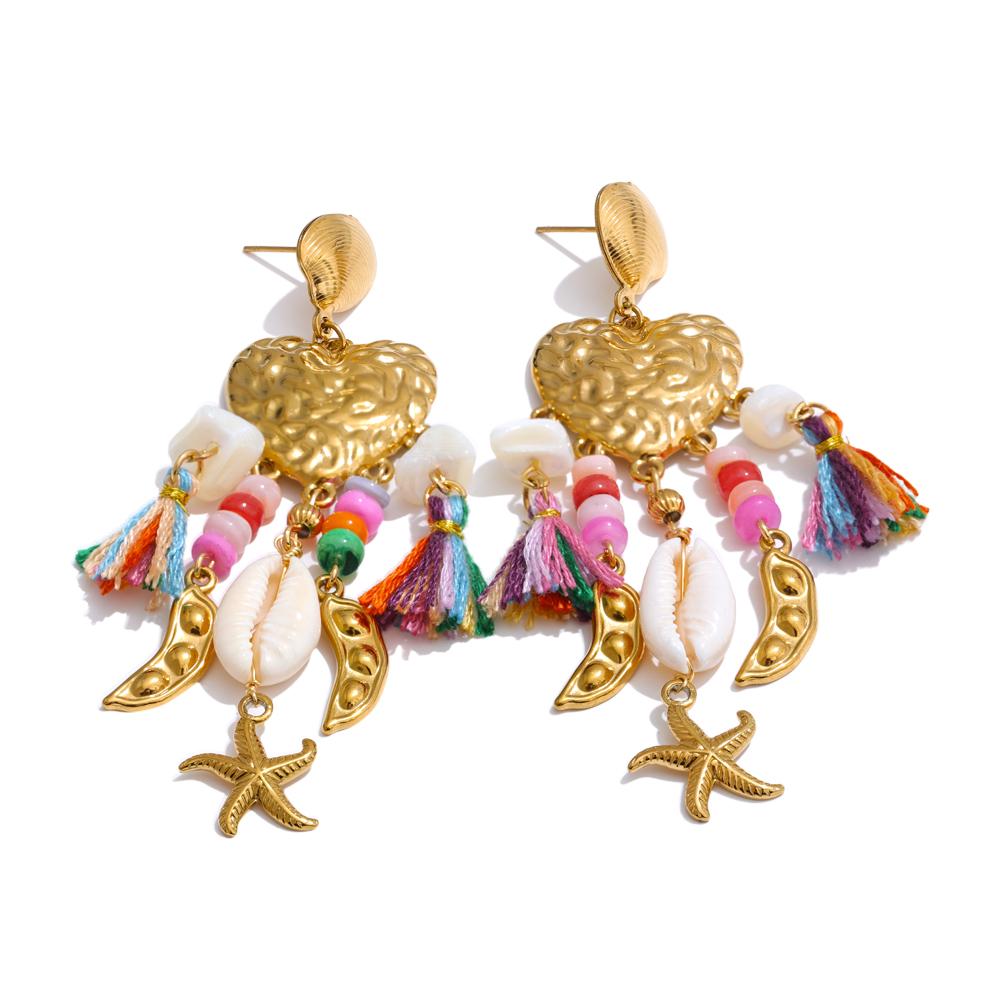 Yhpup Exquisite Metal Heart Seashell Starfish Tassel Dangle Handmade Earrings Gold Color Stainless Steel Arrivals Jewelry Gift
Yhpup Exquisite Metal Heart Seashell Starfish Tassel Dangle Handmade Earrings Gold Color Stainless Steel Arrivals Jewelry Gift