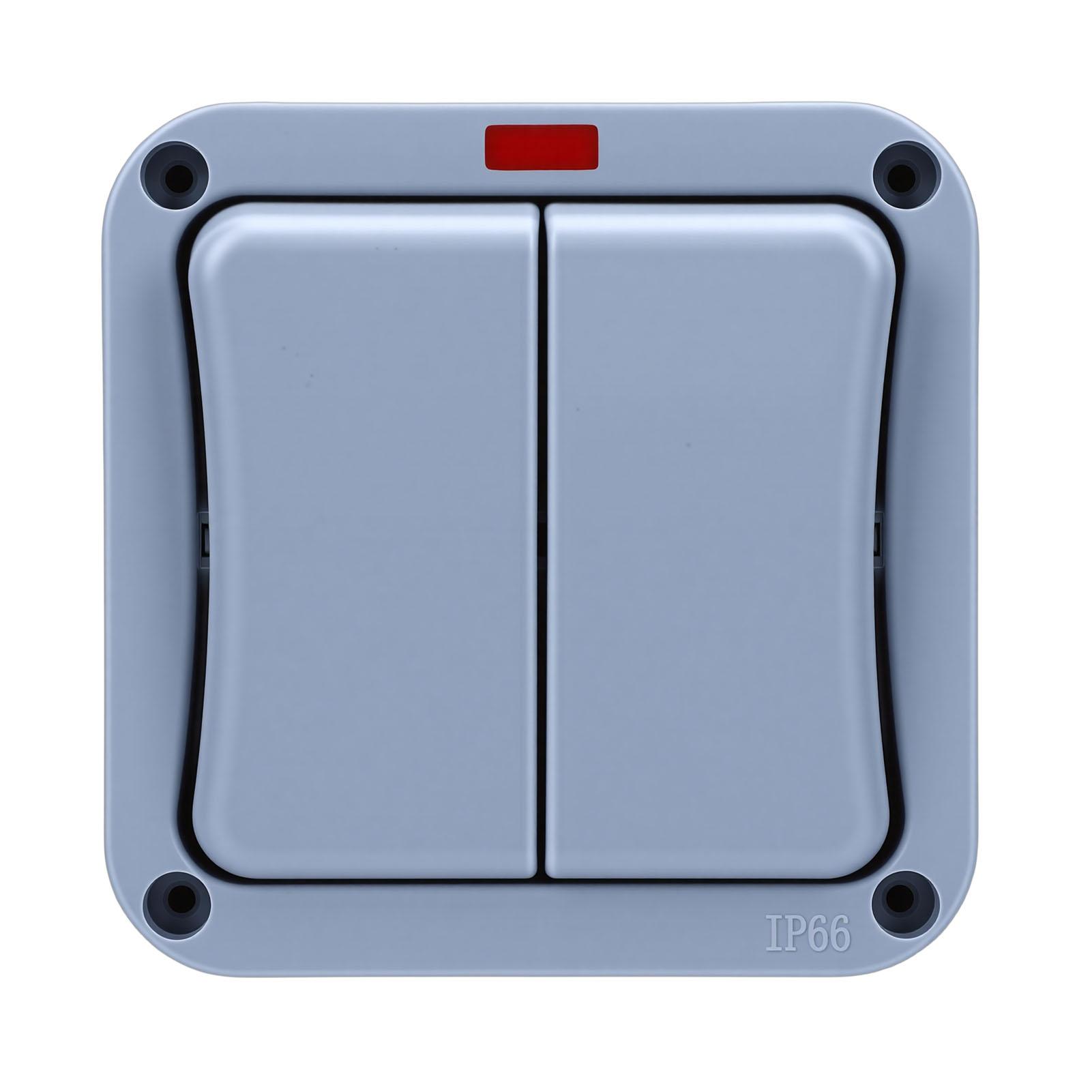 2 Gang Switch with Indicator Light IP66 Water Proof Electrical Switch for Outdoor Construction Site
2 Gang Switch with Indicator Light IP66 Water Proof Electrical Switch for Outdoor Construction Site
