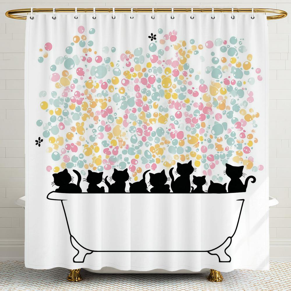 Cute Bathing Cats Art Cartoon Shower Curtain, Bathroom Decorative Shower Curtain, Waterproof With Hooks Multiple Sizes W60H190(CM)-1 Pcs
Cute Bathing Cats Art Cartoon Shower Curtain, Bathroom Decorative Shower Curtain, Waterproof With Hooks Multiple Sizes W60H190(CM)-1 Pcs