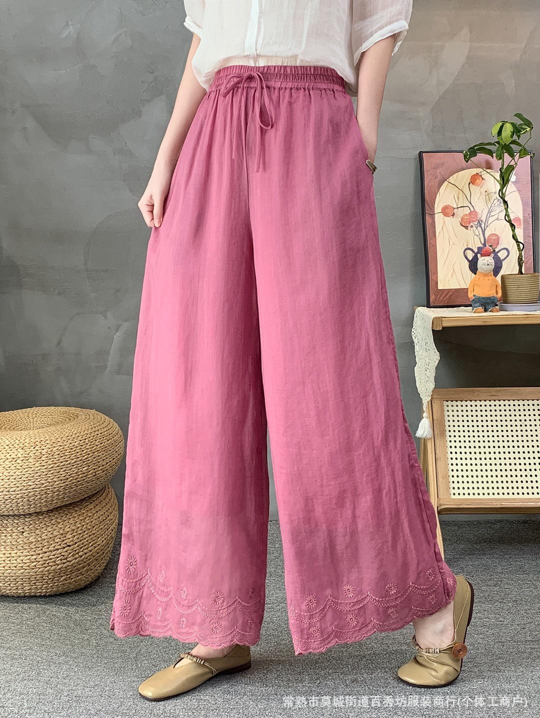 Artistic Retro 2026 Spring Solid Color Linen Straight-Leg Pants with Elastic Waist One Size
Artistic Retro 2026 Spring Solid Color Linen Straight-Leg Pants with Elastic Waist One Size