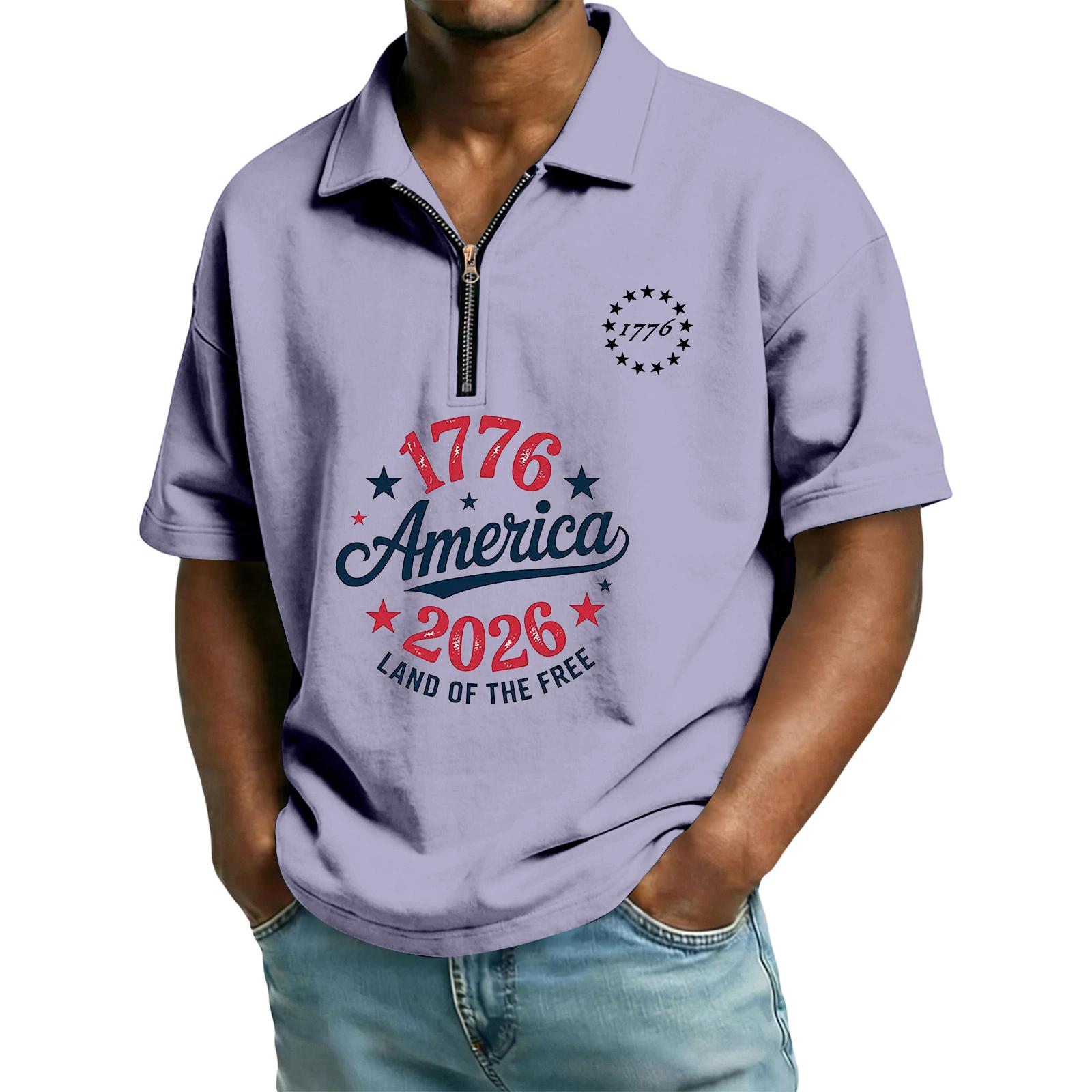 Men s Casual Loose Fit Polo Shirt Half Zip Front Short Sleeve Top with Independence Day Print Comfortable Summer Wear XXL фиолетовый
Men s Casual Loose Fit Polo Shirt Half Zip Front Short Sleeve Top with Independence Day Print Comfortable Summer Wear XXL фиолетовый