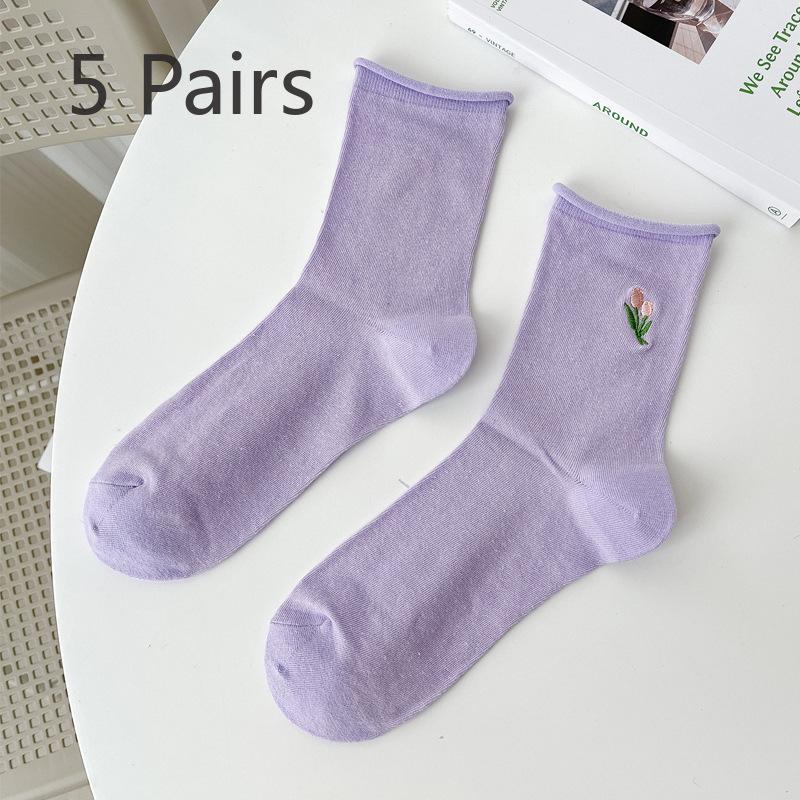 5 пар женских тонких вышитых чулок-труб на весну и лето 5 Pairs фиолетовый
5 пар женских тонких вышитых чулок-труб на весну и лето 5 Pairs фиолетовый