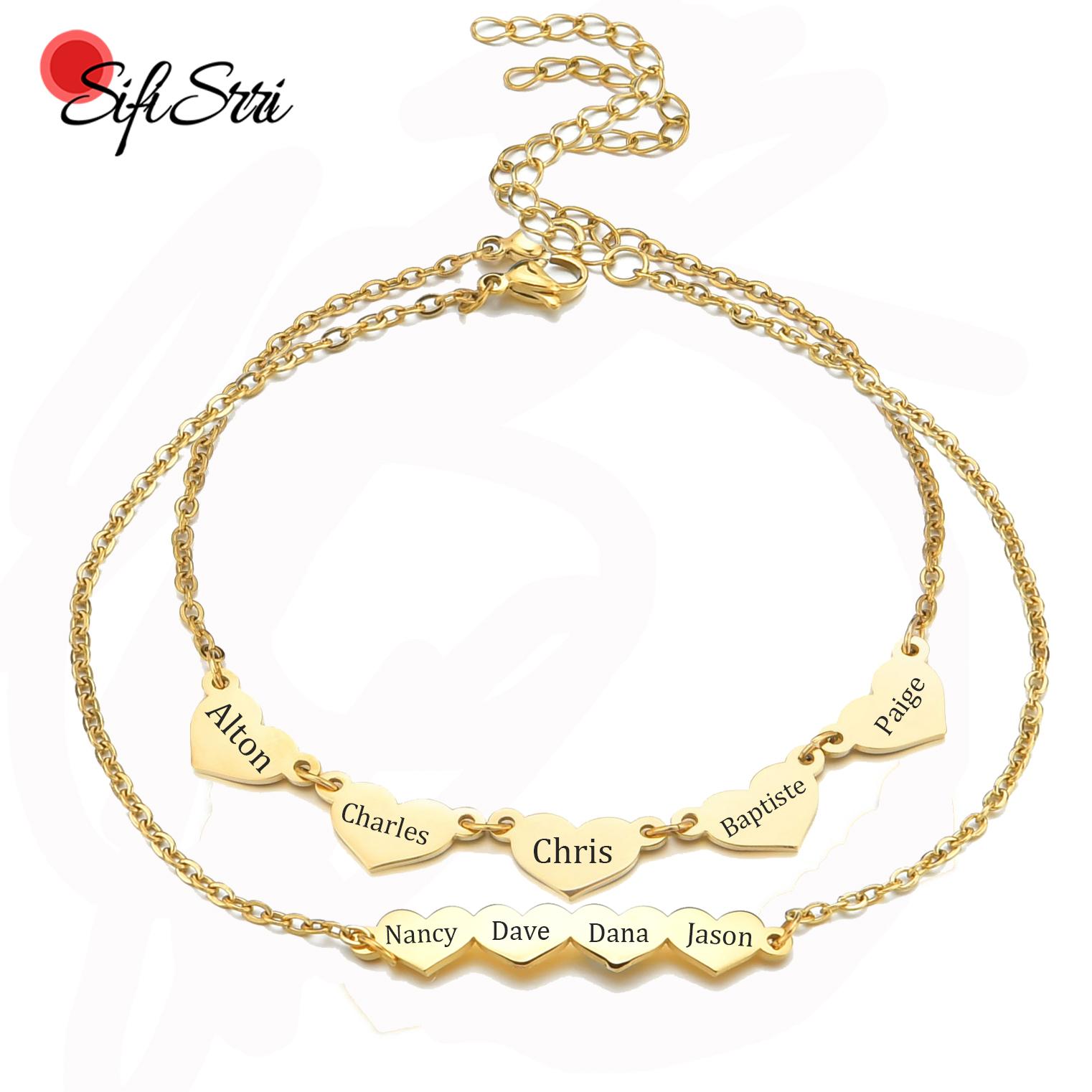 Sifisrri Customized Heart Family Name Bracelet For Women Men Stainless Steel Personalized Nameplate Gold Color Jewelry No engrave-Silver color
Sifisrri Customized Heart Family Name Bracelet For Women Men Stainless Steel Personalized Nameplate Gold Color Jewelry No engrave-Silver color