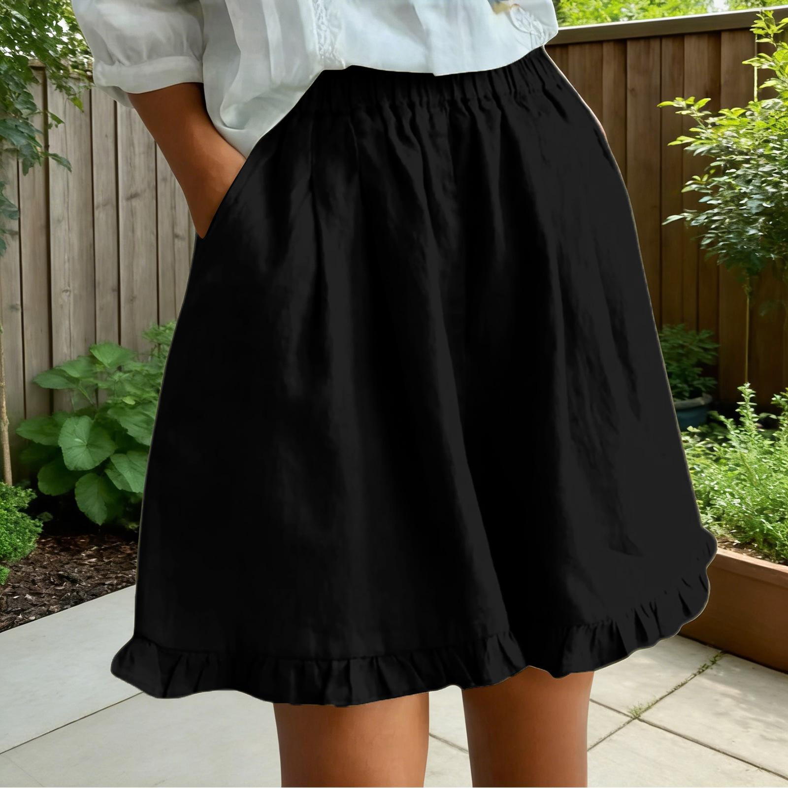 Women Elastic Waist Casual Loose Skirt with Ruffle Hem Lightweight Short Skirt Soft Fabric Comfortable Summer Skirt M чёрный
Women Elastic Waist Casual Loose Skirt with Ruffle Hem Lightweight Short Skirt Soft Fabric Comfortable Summer Skirt M чёрный
