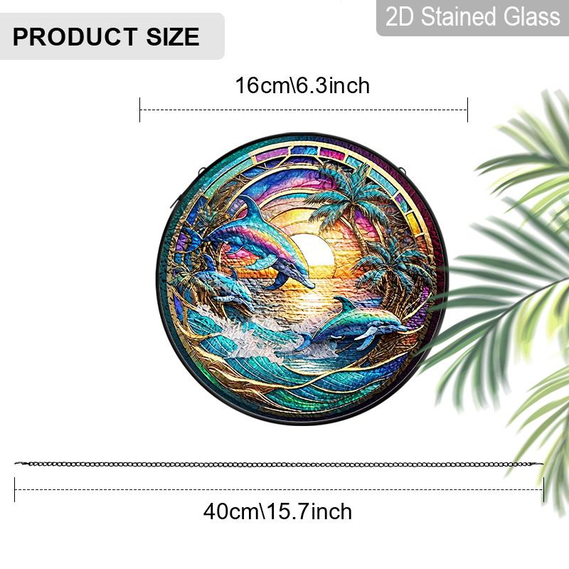 2D Flat Stained Glass Ocean Dolphin Window Decoration, 6.3/7.87inches Blue Colored Glass Plate with Chain, Charming Indoor/Outdoor Sun Catcher Home 6.3inch
2D Flat Stained Glass Ocean Dolphin Window Decoration, 6.3/7.87inches Blue Colored Glass Plate with Chain, Charming Indoor/Outdoor Sun Catcher Home 6.3inch