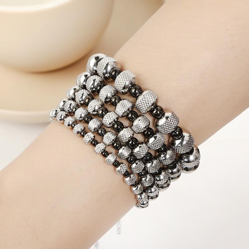 Two-Tone Black & Steel Mesh Bead Bracelet: Waterproof, Non-Fading, Elastic Design for Men
Two-Tone Black & Steel Mesh Bead Bracelet: Waterproof, Non-Fading, Elastic Design for Men