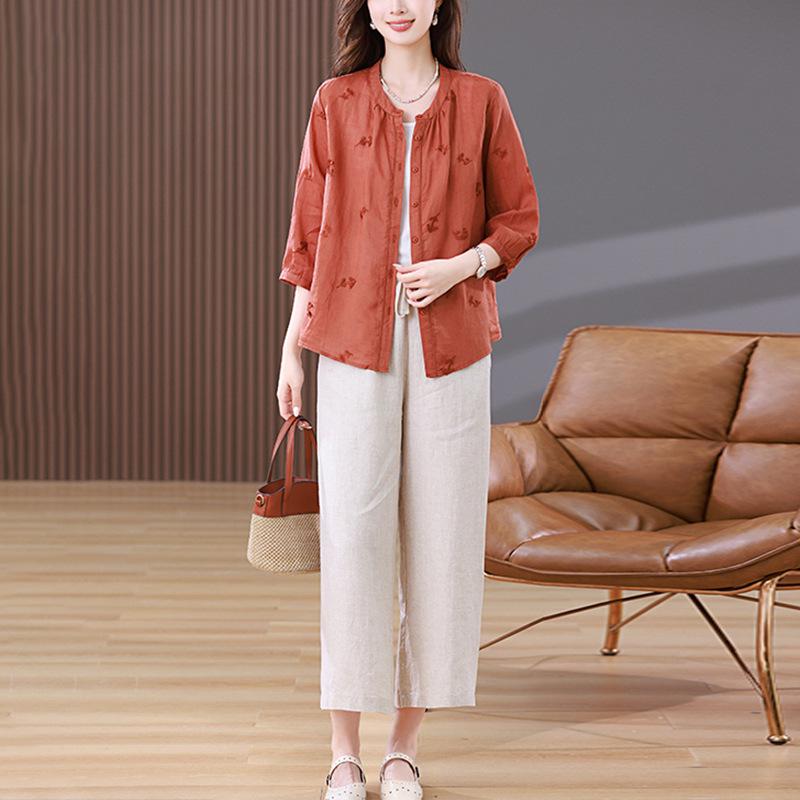 Women s Summer Fashion: New Chinese Style Loose Ramie Two-Piece Set for Middle-Aged Mothers L кирпич красный
Women s Summer Fashion: New Chinese Style Loose Ramie Two-Piece Set for Middle-Aged Mothers L кирпич красный