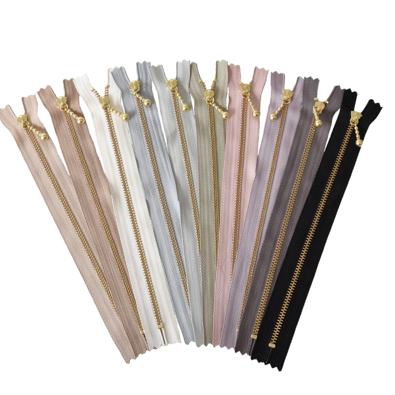 MYmama Original Color YKK Ball-Stop Metal Zipper Set 20cm Gold 10 Pieces Sewing Supplies
MYmama Original Color YKK Ball-Stop Metal Zipper Set 20cm Gold 10 Pieces Sewing Supplies