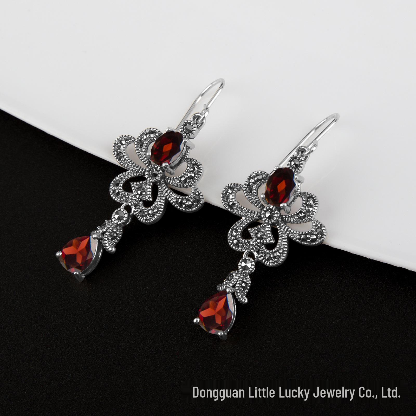 Ethnic Style Red Garnet Dangle Earrings, Sterling Silver s925, European & American Versatile Jewelry красный
Ethnic Style Red Garnet Dangle Earrings, Sterling Silver s925, European & American Versatile Jewelry красный