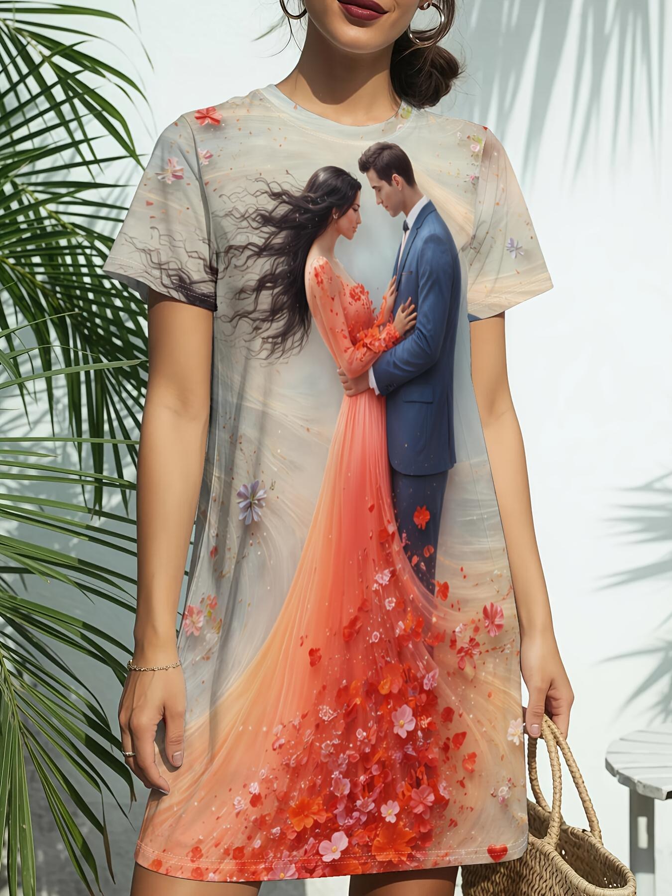 Women s Short-Sleeve T-Shirt Dress with Matching Couple Wedding Print - Round Neck Casual Dress Suitable for Spring Summer Wear. Birthday Gifts ; Wedd 6XL дубильная кора
Women s Short-Sleeve T-Shirt Dress with Matching Couple Wedding Print - Round Neck Casual Dress Suitable for Spring Summer Wear. Birthday Gifts ; Wedd 6XL дубильная кора