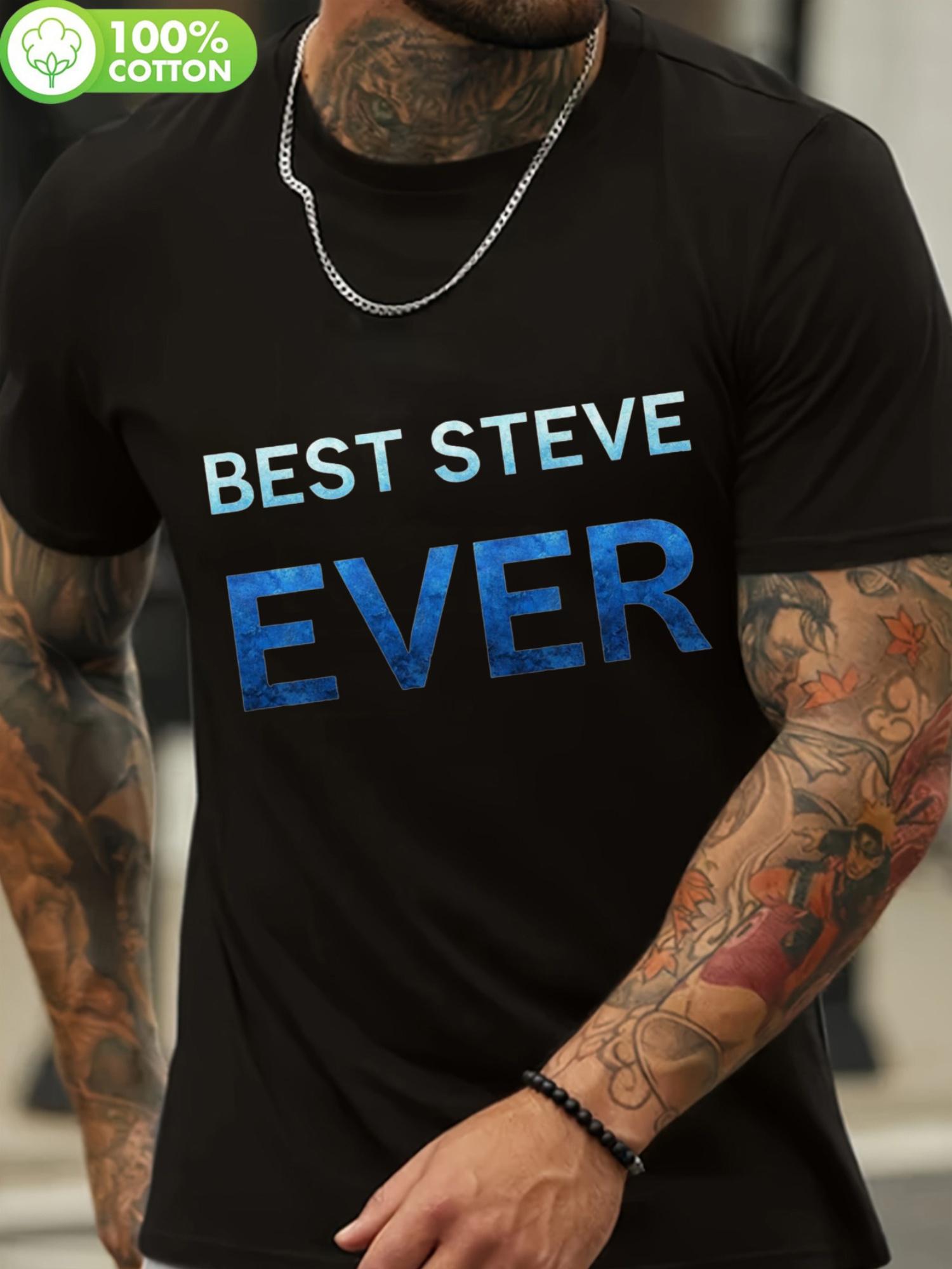 Plus Size Best Steve Ever Graphic T-shirt - 100% Cotton Breathable Short Sleeve Tee with Bold Blue Lettering & Geometric Design S
Plus Size Best Steve Ever Graphic T-shirt - 100% Cotton Breathable Short Sleeve Tee with Bold Blue Lettering & Geometric Design S