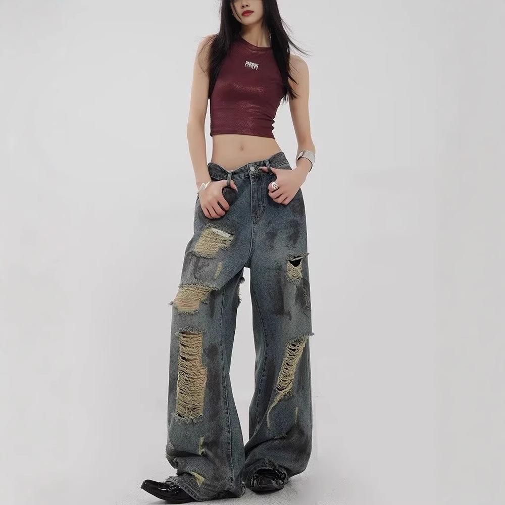 Wasteland-Style Retro Splatter High-Waist Wide-Leg Ripped Jeans for Women - Autumn Design 2XL
Wasteland-Style Retro Splatter High-Waist Wide-Leg Ripped Jeans for Women - Autumn Design 2XL