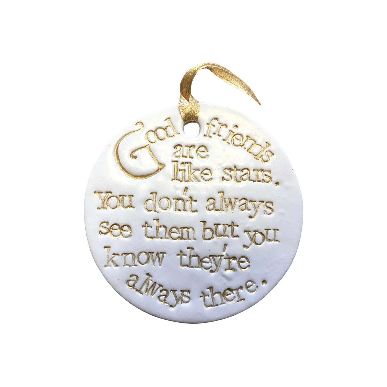 Friendship Hanging Ornament Good Friends Are Like Stars Inspirational Quote Decorative Hanging Plaque for Home Office or Gift One Size
Friendship Hanging Ornament Good Friends Are Like Stars Inspirational Quote Decorative Hanging Plaque for Home Office or Gift One Size
