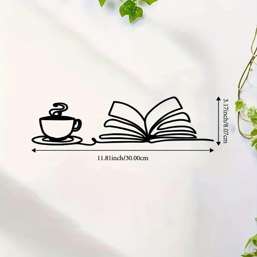 Metal Book Coffee Cup Wall Art, Living Room Bedroom Porch Garden Terrace Decor, Durable Minimalist Design 12in
Metal Book Coffee Cup Wall Art, Living Room Bedroom Porch Garden Terrace Decor, Durable Minimalist Design 12in