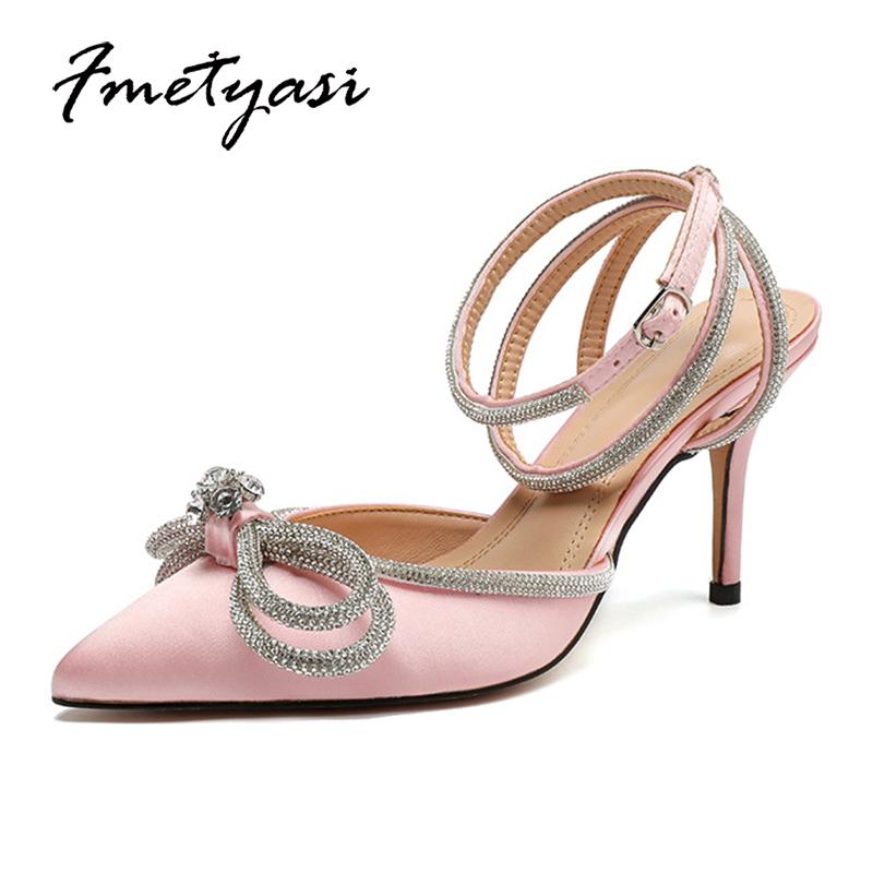 Rhinestone Women Pumps Runway Designer Summer Luxury Crystal Butterfly-Knot Satin Ladies Heels Pink Ankle Strap Women Shoes41-42
Rhinestone Women Pumps Runway Designer Summer Luxury Crystal Butterfly-Knot Satin Ladies Heels Pink Ankle Strap Women Shoes41-42