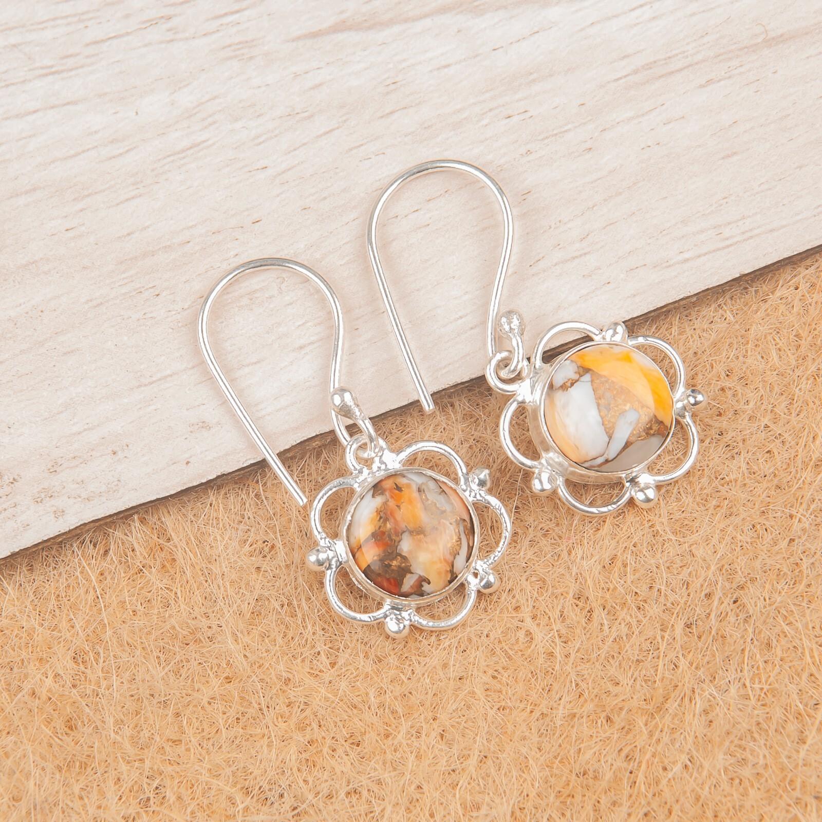 Natural Orange Copper Turquoise Gemstone 925 Sterling Silver Jewelry Earrings EE-56-36
Natural Orange Copper Turquoise Gemstone 925 Sterling Silver Jewelry Earrings EE-56-36