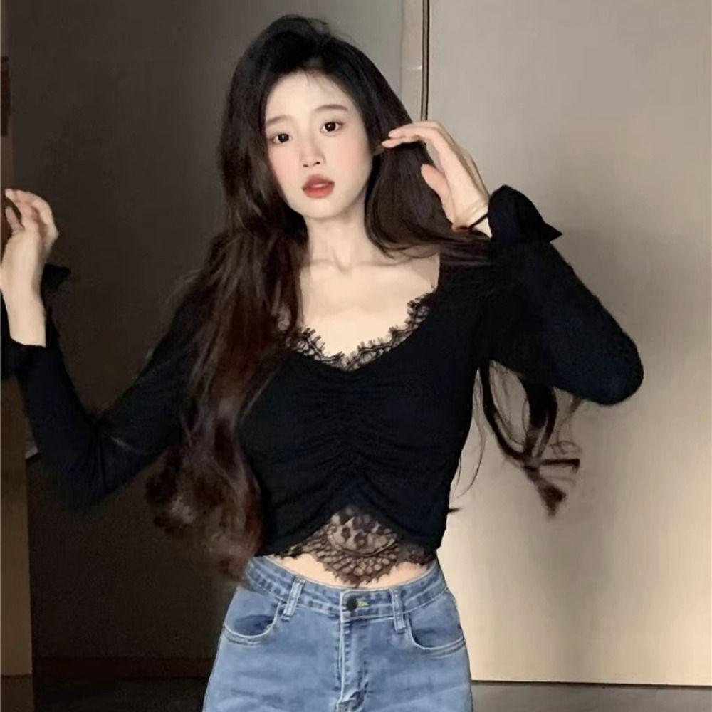 V-neck Women s Bottoming Shirt Puff Sleeve Ruffle Pullover Fashion Lace Long Sleeve Shirt Autumn L чорний
V-neck Women s Bottoming Shirt Puff Sleeve Ruffle Pullover Fashion Lace Long Sleeve Shirt Autumn L чорний