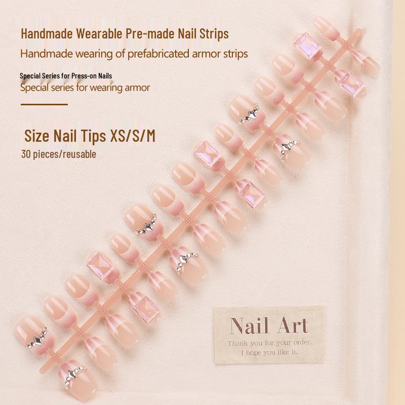 Rhinestone French Nail Art: Handmade High-End Wearable False Nails & Pre-Made Strips Glue Version
Rhinestone French Nail Art: Handmade High-End Wearable False Nails & Pre-Made Strips Glue Version
