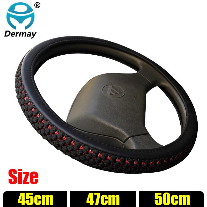 DERMAY 45cm 47cm 50cm Outer Diameter Steering Wheel Covers Silk Leather For Car Bus Truck Auto Steering-wheel
DERMAY 45cm 47cm 50cm Outer Diameter Steering Wheel Covers Silk Leather For Car Bus Truck Auto Steering-wheel