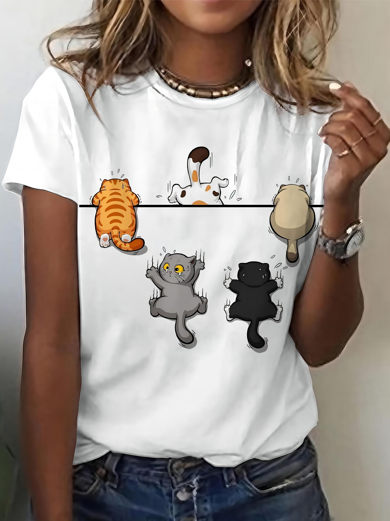 Cartoon Five Cats Play Printed T-Shirt Women S Cute Top, Women S Fashion Casual Comfortable Round Neck T-Shirt, Spring/Summer Top 5XL різнокольоровий
Cartoon Five Cats Play Printed T-Shirt Women S Cute Top, Women S Fashion Casual Comfortable Round Neck T-Shirt, Spring/Summer Top 5XL різнокольоровий