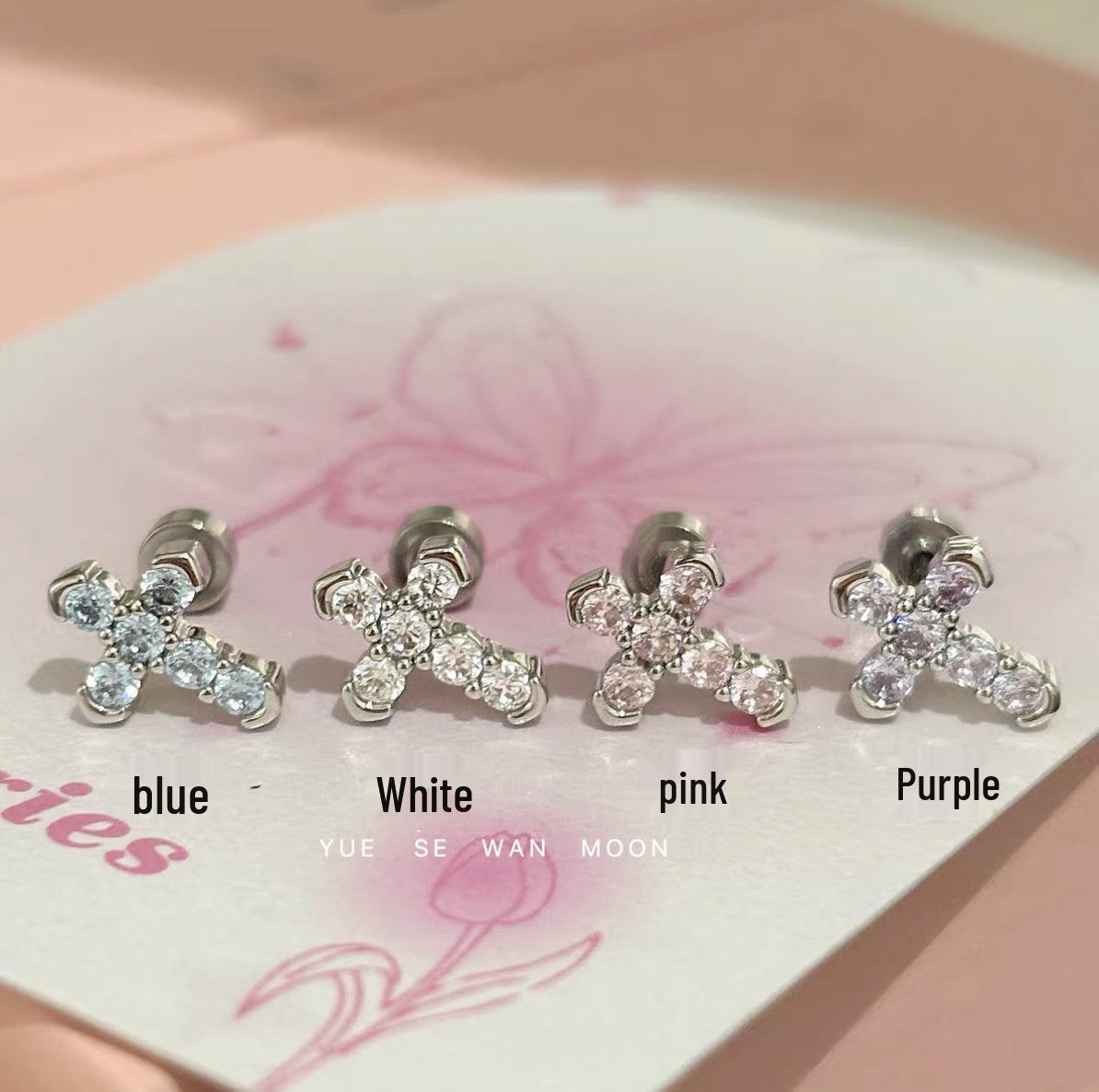 Exquisite Diamond Cross Zirconia Cartilage Stud in Titanium Steel - Versatile Japanese Korean Style Earring White Diamond Twilight Cross - Single
Exquisite Diamond Cross Zirconia Cartilage Stud in Titanium Steel - Versatile Japanese Korean Style Earring White Diamond Twilight Cross - Single