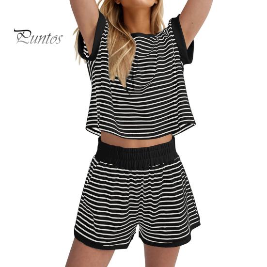 Женский комплект из 2 предметов для отдыха, полосатая рубашка с коротким рукавом и шорты, летний повседневный ребристый спортивный костюм, подходящий комплект M чёрный
Женский комплект из 2 предметов для отдыха, полосатая рубашка с коротким рукавом и шорты, летний повседневный ребристый спортивный костюм, подходящий комплект M чёрный
