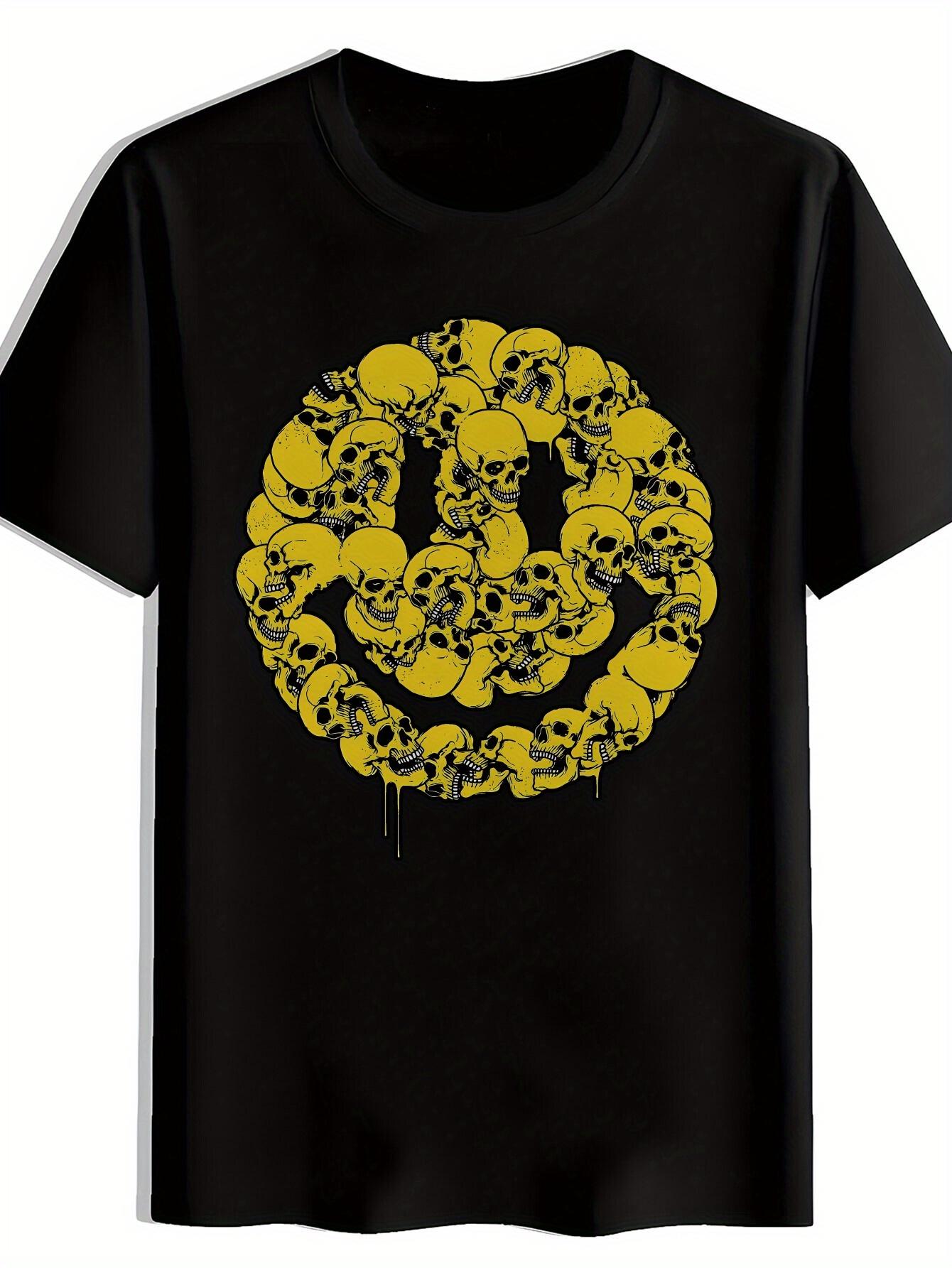 Black T-shirt with Skull & Yellow Graphic Print - Vintage Rock Band Design S
Black T-shirt with Skull & Yellow Graphic Print - Vintage Rock Band Design S