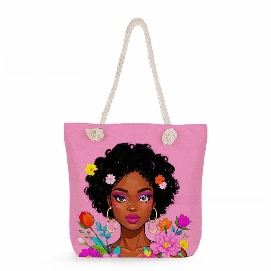 Multifunctional Fashion Black Girl Printed Thick Rope Shoulder Beach Bag Casual large capacity handbag 0123 KTB
Multifunctional Fashion Black Girl Printed Thick Rope Shoulder Beach Bag Casual large capacity handbag 0123 KTB