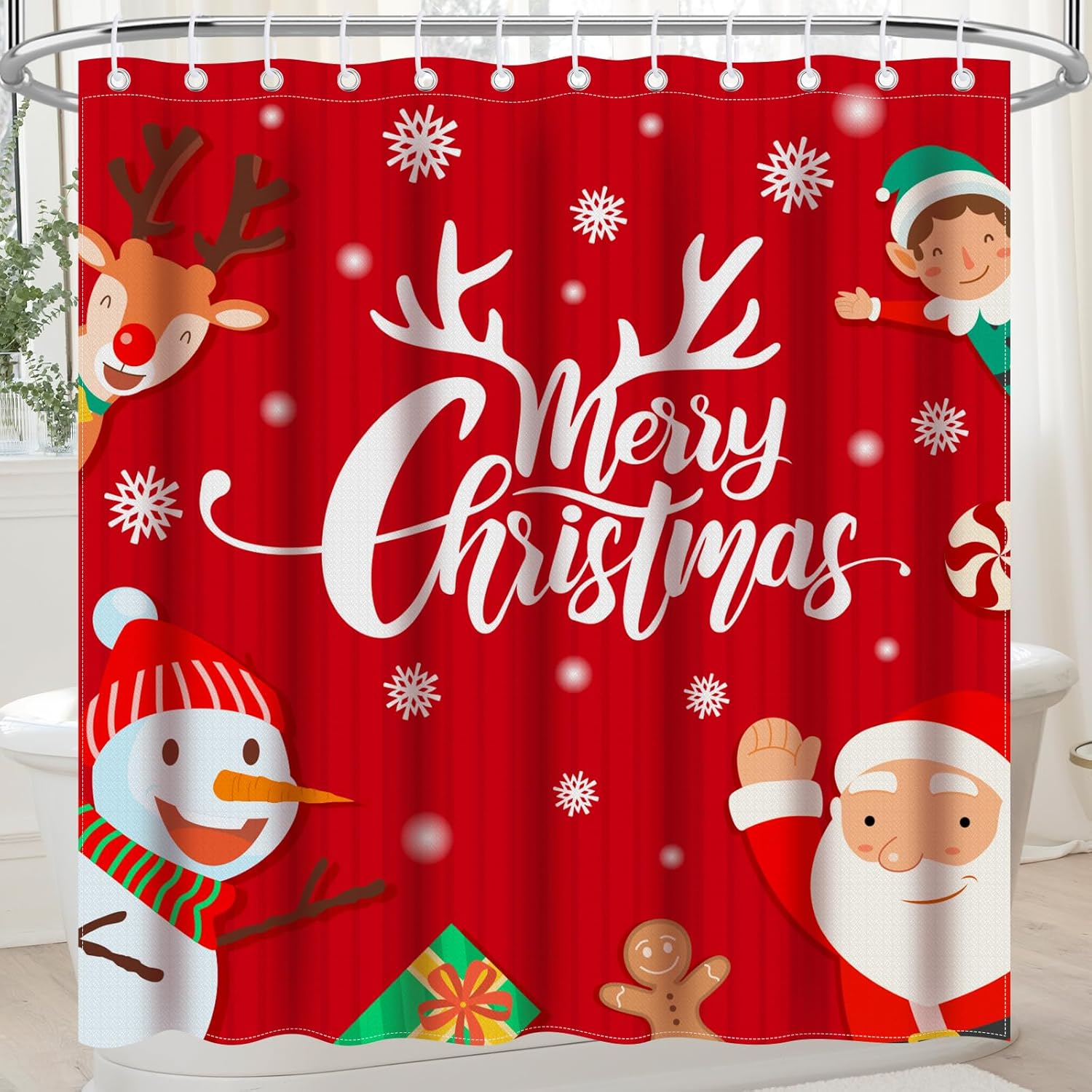 Christmas Shower Curtain For Bathroom Santa Claus Xmas Snowman Cute Red Funny Aesthetic Fabric Waterproof Bathroom Shower W60H190(CM)-1 Pcs
Christmas Shower Curtain For Bathroom Santa Claus Xmas Snowman Cute Red Funny Aesthetic Fabric Waterproof Bathroom Shower W60H190(CM)-1 Pcs