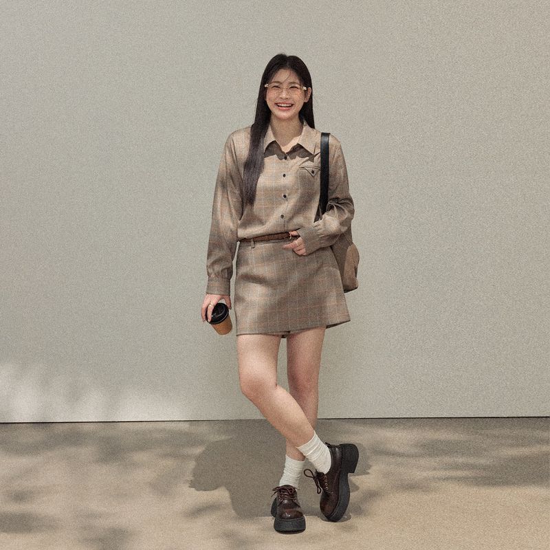Zhang Ren Plus Size Women s Clothing Fat Sister mm Slimming Suit Outwear Retro Elegance Plaid Tops Mid-Length Dress Set Shirt + Culottes (Belt Included) 2XL
Zhang Ren Plus Size Women s Clothing Fat Sister mm Slimming Suit Outwear Retro Elegance Plaid Tops Mid-Length Dress Set Shirt + Culottes (Belt Included) 2XL