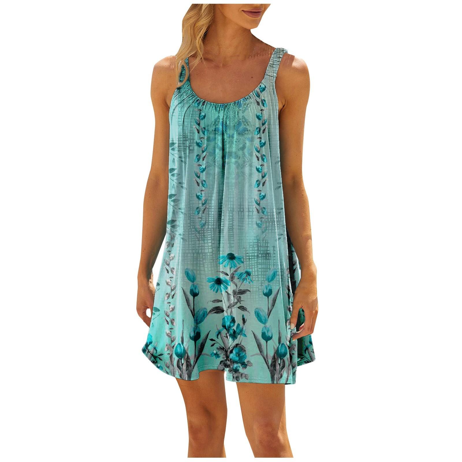 Женское повседневное летнее платье свободного кроя без рукавов с юбкой и принтом XXL