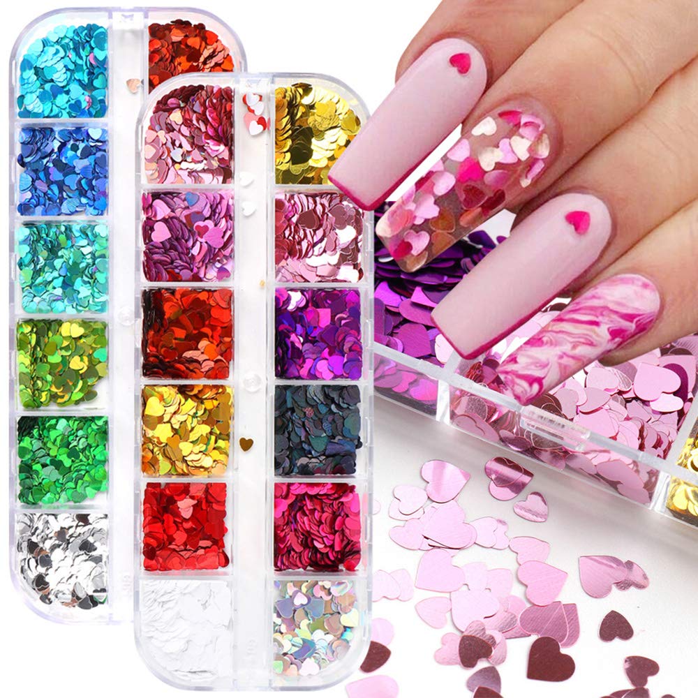 Macute Heart Nail Glitter Sequins 24 Color Set Holographic Heart Nail Confetti 3D Laser Heart Shaped Nail Decal Chlies Ultra Thin Nail Accessories
Macute Heart Nail Glitter Sequins 24 Color Set Holographic Heart Nail Confetti 3D Laser Heart Shaped Nail Decal Chlies Ultra Thin Nail Accessories