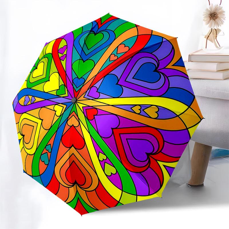 1pc Rainbow Heart Automatic Folding Umbrella - Portable 3-Fold Design, 8-Bone Iron Frame Outdoor Umbrella, Perfect Gift for Fans, Travelers, Daily Use
1pc Rainbow Heart Automatic Folding Umbrella - Portable 3-Fold Design, 8-Bone Iron Frame Outdoor Umbrella, Perfect Gift for Fans, Travelers, Daily Use
