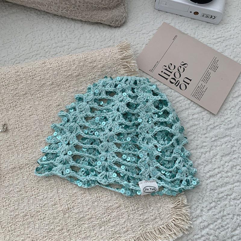 Vintage Sequined Hollow Knit Beanie Women Spring Summer Face Slimming Fashion Crochet Beanie Cap Triangle Scarf Belt Accessories A10
Vintage Sequined Hollow Knit Beanie Women Spring Summer Face Slimming Fashion Crochet Beanie Cap Triangle Scarf Belt Accessories A10