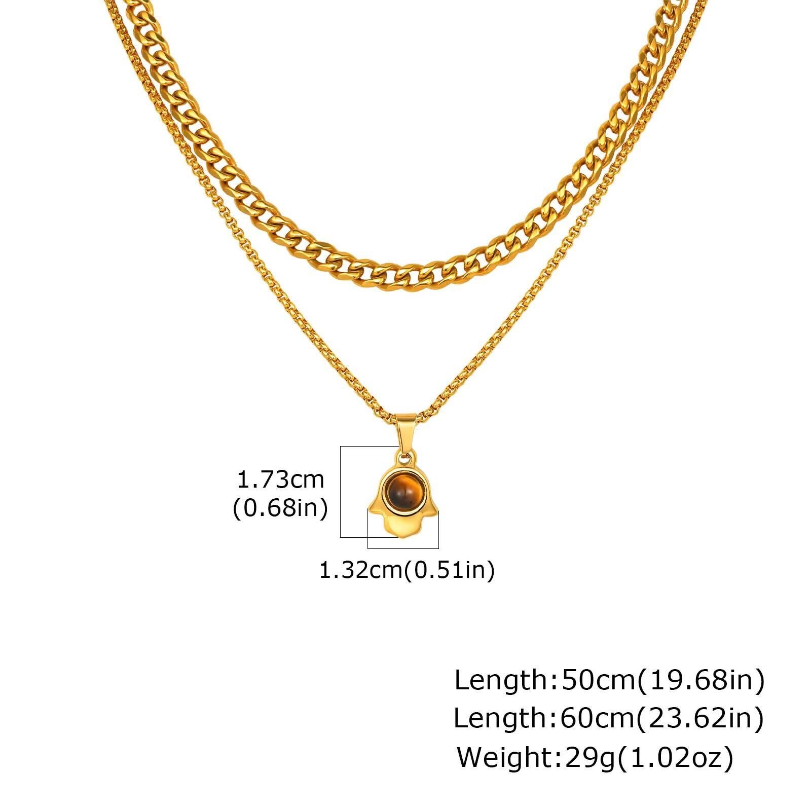 Vnox Gold Color Stainless Steel Horn Tiger Eye Stone Pendant Necklace for Men Women, Trendy Layered Necklaces Jewelry Set Gift
Vnox Gold Color Stainless Steel Horn Tiger Eye Stone Pendant Necklace for Men Women, Trendy Layered Necklaces Jewelry Set Gift