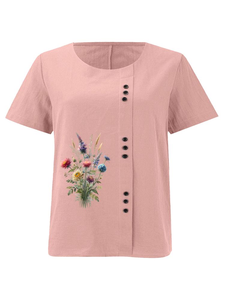 Women s Fashion Flower Printing Casual Cotton Linen Short Sleeve Round Neck T-shirt Shirt Leisure Loose Summer Blouse Tops S розовый
Women s Fashion Flower Printing Casual Cotton Linen Short Sleeve Round Neck T-shirt Shirt Leisure Loose Summer Blouse Tops S розовый