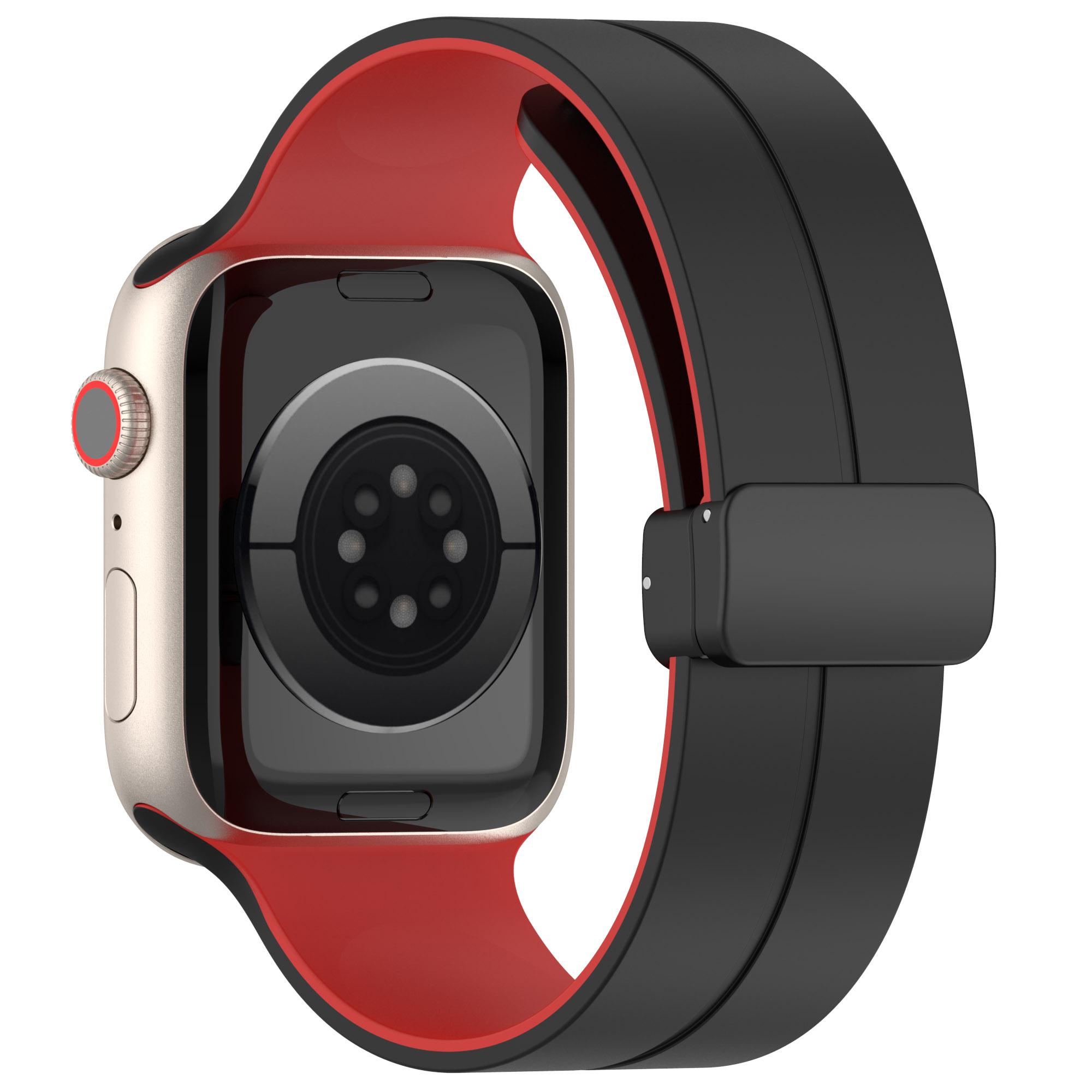 Watch Strap for Apple Watch Series 10 42mm/9 8 7 41mm/SE (2023) SE (2022) SE 6 5 4 40mm/3 2 1 38mm Bi-Color Silicone Magnetic Buckle Wrist Band Black/Red
Watch Strap for Apple Watch Series 10 42mm/9 8 7 41mm/SE (2023) SE (2022) SE 6 5 4 40mm/3 2 1 38mm Bi-Color Silicone Magnetic Buckle Wrist Band Black/Red