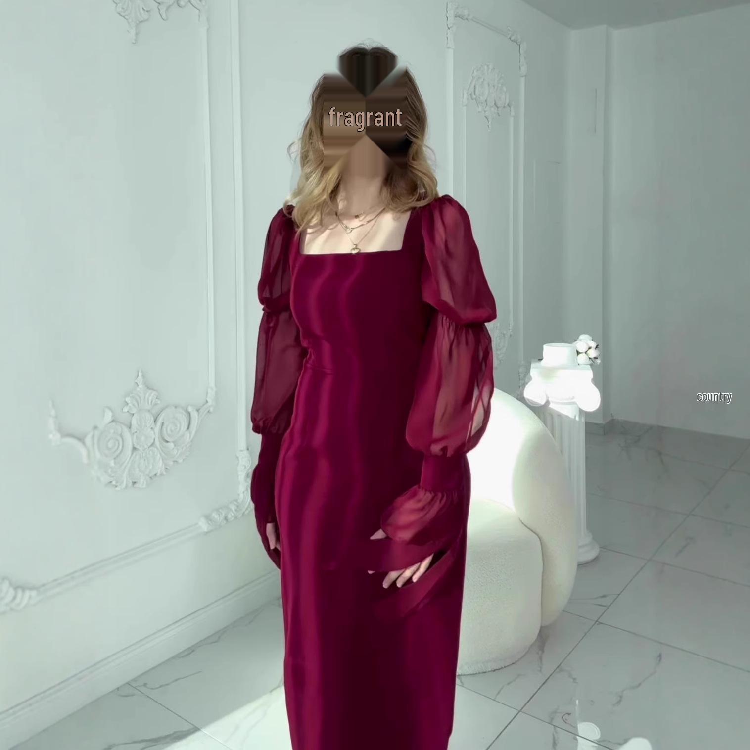 Elegant Square Neck Long Sleeve High Waist Dress - 2025 New Design Women s Slimming Long Dress S вина червоного кольору
Elegant Square Neck Long Sleeve High Waist Dress - 2025 New Design Women s Slimming Long Dress S вина червоного кольору