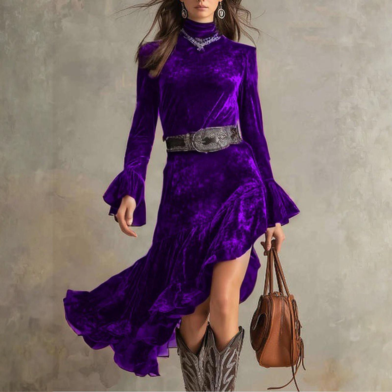 Women s Velvet Long Sleeve Tight Waist Dress Vintage High Neck Irregular Skirt Dress XXL фіолетовий
Women s Velvet Long Sleeve Tight Waist Dress Vintage High Neck Irregular Skirt Dress XXL фіолетовий