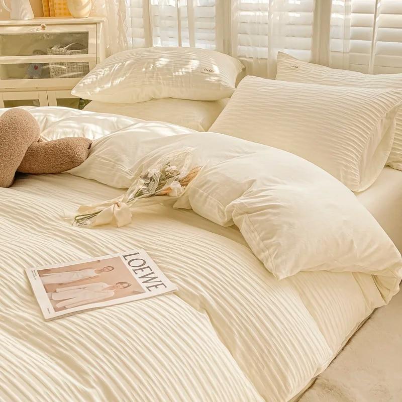 Seersucker Bedding Set Duvet Cover Flat Sheets Pillowcase Bed Sheet Set Soft Comforter Cover Bed Linens Set Nordic Ins Style
Seersucker Bedding Set Duvet Cover Flat Sheets Pillowcase Bed Sheet Set Soft Comforter Cover Bed Linens Set Nordic Ins Style